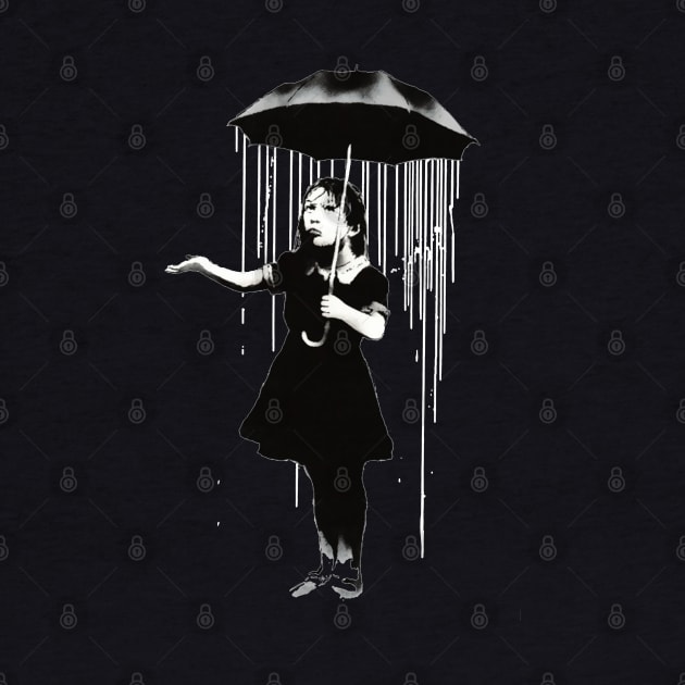 Banksy Rain Street Artist Graffiti by Closeddoor